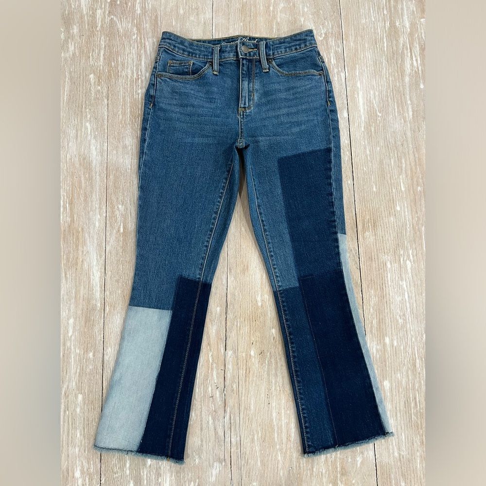 Universal Thread High Rise Kick Boot Crop Jeans Colorblock Patchwork Size 00 24R